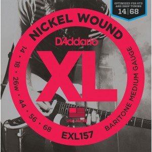 D'Addario EXL157 Nickel Wound Baritone Electric Guitar Strings, Medium, 14-68